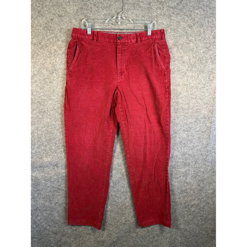 Brooks Brothers Clark Red Corduroy Pants Mens 36x32 Straight Leg Cotton Trousers